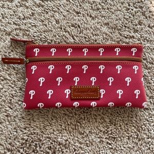 NWT Dooney & Bourke MLB Philadelphia Phillies Wallet with Two Zippers BRAND NEW
